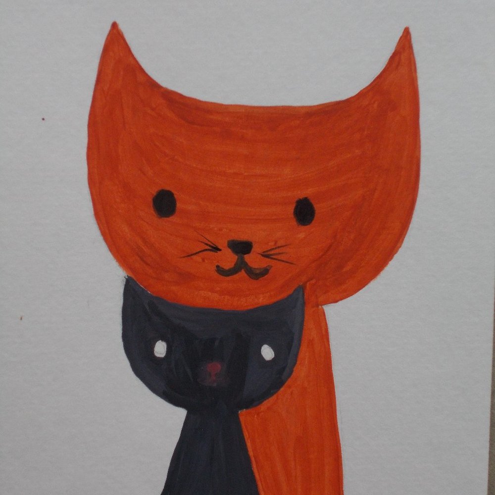 "Meow" impressionistic watercolor painting 8.5"x6"